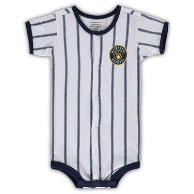 Shop Outerstuff Infant White Milwaukee Brewers Pinstripe Power Hitter Coverall