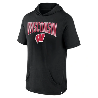Shop Fanatics Branded Black Wisconsin Badgers Outline Lower Arch Hoodie T-shirt
