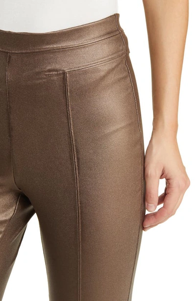 Hue High Rise Faux Leather Leggings In Bronze