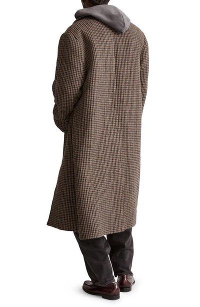 Shop Madewell Houndstooth Topcoat In Brown Check Plaid