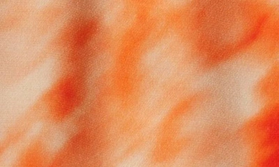 Shop Topshop Riviera Tie Dye Long Sleeve Satin Dress In Orange