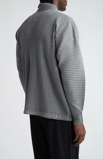 Shop Issey Miyake Heather Pleated Jacket In Gray