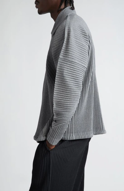 Shop Issey Miyake Homme Plissé  Heather Pleated Jacket In Gray