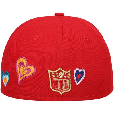 Shop New Era Scarlet San Francisco 49ers Chain Stitch Heart 59fifty Fitted Hat