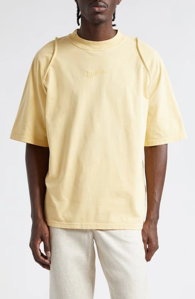 Shop Jacquemus Le T-shirt Camargue Embroidered Logo Organic Cotton Graphic T-shirt In Yellow