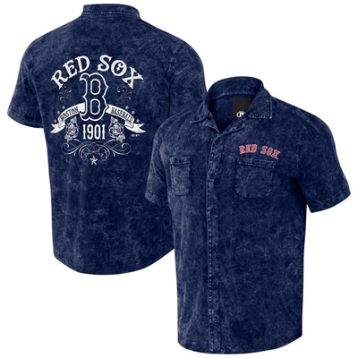 Shop Darius Rucker Collection By Fanatics Navy Boston Red Sox Denim Team Color Button-up Shirt