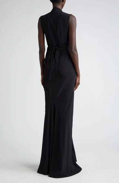 Shop Rick Owens Sleeveless Wrap Gown In Black