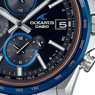 Pre-owned Casio Oceanus Classic Ocw-t4000d-1ajf Blue Solar Bluetooth Men Watch In Box