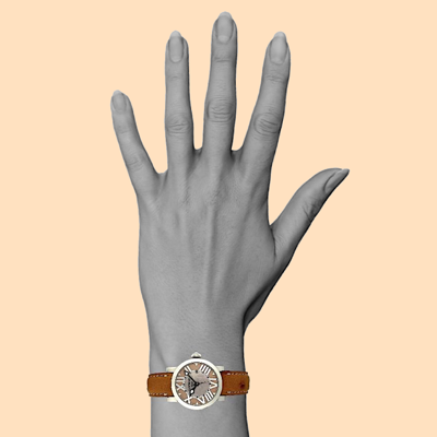 Pre-owned Locman Toscano Ref 291 Quartz Watch Mother-of-pearl Ostrich Leather Strap 30 Mm