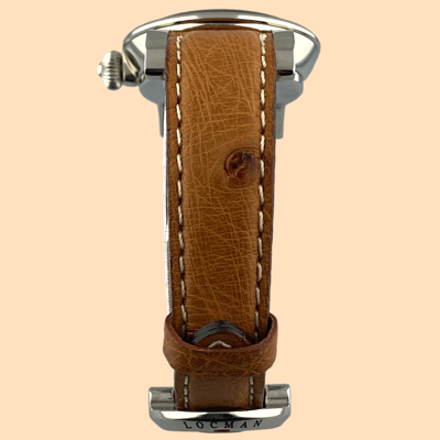 Pre-owned Locman Toscano Ref 291 Quartz Watch Mother-of-pearl Ostrich Leather Strap 30 Mm