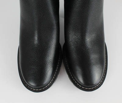 Pre-owned Tory Burch Miller Chelsea 70mm Lug Leather Booties, Black, Us 8.5, Msrp $458