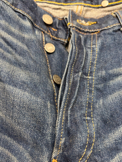 Pre-owned Polo Ralph Lauren Distressed Repaired Classic Fit Button Fly Denim Jeans In Blue