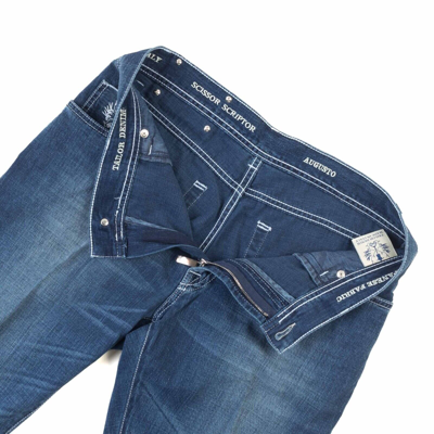 Pre-owned Stefano Ricci 849€ Scissor Scriptor Selvedge Co Jeans Us:33 Eu:49 Augusto Blue Denim Pants