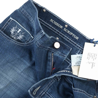 Pre-owned Stefano Ricci 849€ Scissor Scriptor Selvedge Co Jeans Us:33 Eu:49 Augusto Blue Denim Pants