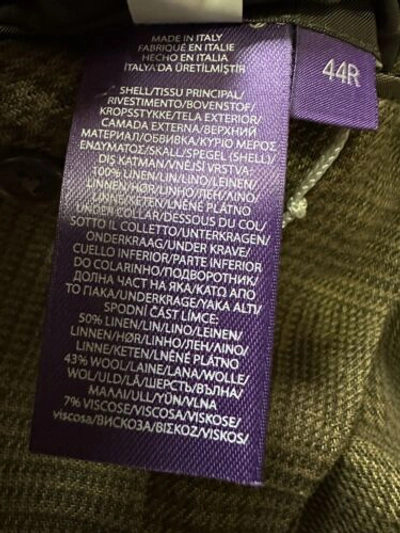 Pre-owned Ralph Lauren Purple Label $2995  Men Linen Sport Coat Blazer Green 44r Us In Green/multi
