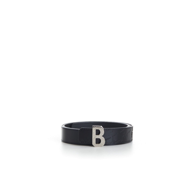 BERLUTI Pre-owned 650$ Black Signature Scritto Leather Belt - B Scritto Buckle