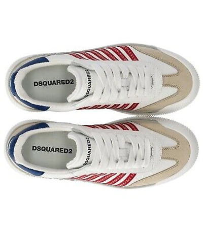 Pre-owned Dsquared2 Jersey White Red Sneaker Man