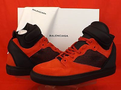 Pre-owned Balenciaga Red Suede Black Mesh Neoprene Strap Hi Top Sneakers 42 Us 9 412349 In Red/black