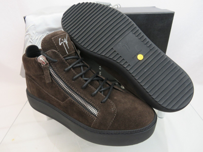 Pre-owned Giuseppe Zanotti Zola Dark Brown Suede Zip Hi Top Platform Sneakers 42 Us 9