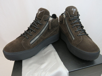 Pre-owned Giuseppe Zanotti Zola Dark Brown Suede Zip Hi Top Platform Sneakers 42 Us 9