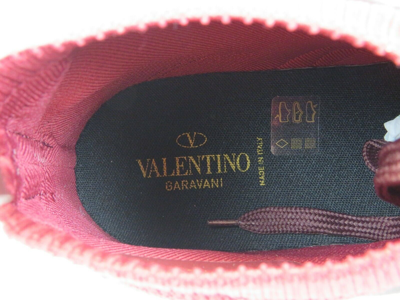 Pre-owned Valentino Garavani Valentino Red Mesh Burgundy Suede Leather Rockstud Hi Top Sock Sneakers 41 8