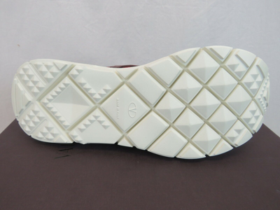 Pre-owned Valentino Garavani Valentino Red Mesh Burgundy Suede Leather Rockstud Hi Top Sock Sneakers 41 8