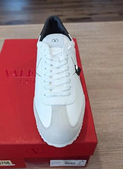 Pre-owned Valentino Garavani $850 Mens  Retro Runner Leather Sneakers White/black 46 Us 13