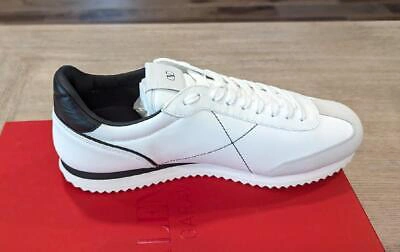Pre-owned Valentino Garavani $850 Mens  Retro Runner Leather Sneakers White/black 46 Us 13