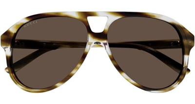 Pre-owned Gucci Original  Sunglasses Gg1286s 003 Havana Frame Brown Gradient Lens 59mm