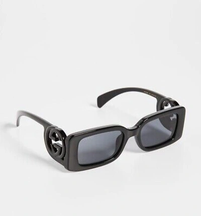 Pre-owned Gucci Gg1325s-001-54 Black Sunglasses In Gray