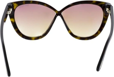 Pre-owned Tom Ford Arabella Ft-511 52b Women Havana Brown Crossover Butterfly Sunglasses In Pink