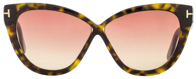 Pre-owned Tom Ford Arabella Ft-511 52b Women Havana Brown Crossover Butterfly Sunglasses In Pink