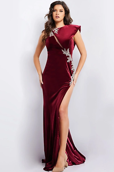 Pre-owned Jovani 37341 Evening Dress Lowest Price Guarantee Authentic In Burgundy