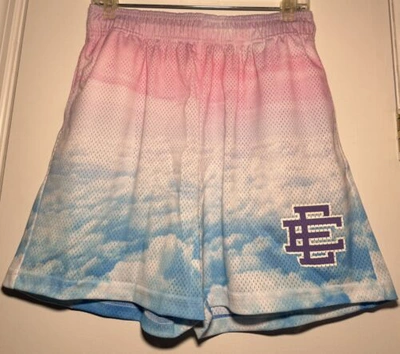 Pre-owned Eric Emanuel Exclusive “cloud” Pink, White & Blue Basic Shorts Limited Size L