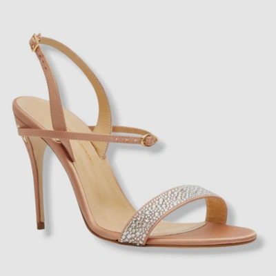 Pre-owned Jennifer Chamandi $835  Women's Beige Crystal Slingback Sandal Shoes Size 38.5