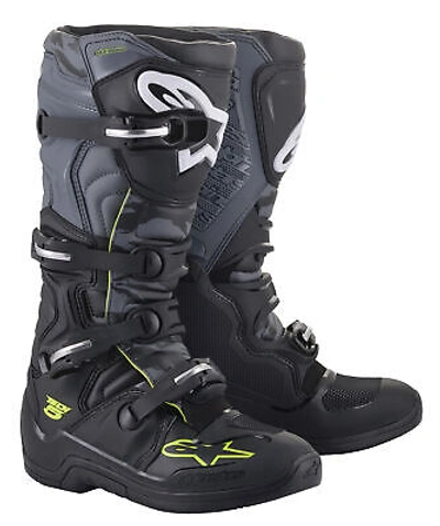 Pre-owned Alpinestars Tech 5 Boots Blk/cool Grey/ylw Fluo Sz 12 2015015-1055-12