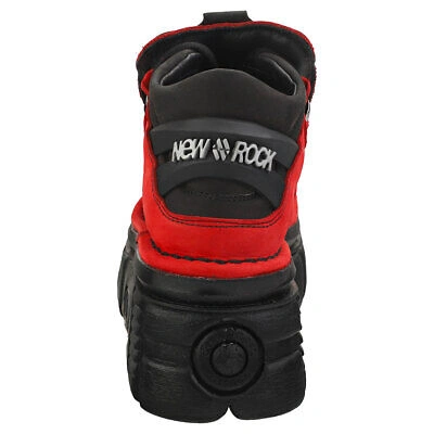 Pre-owned New Rock Rock Half Boot Tower Unisex Red Black Platform Shoes - 7 Us