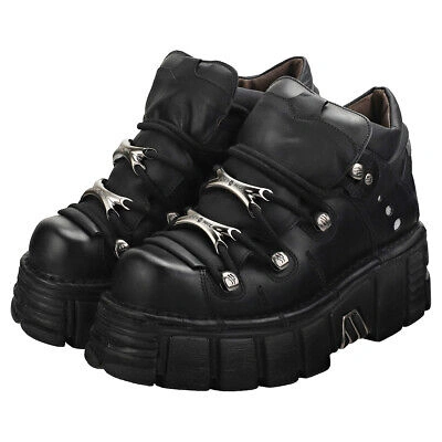 Pre-owned New Rock Rock M106n-s6 Unisex Black Platform Shoes - 9.5 Us