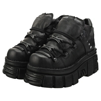 Pre-owned New Rock Rock M106n-s52 Unisex Black Platform Shoes - 9.5 Us