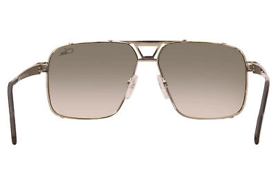 Pre-owned Cazal 9099 002 Sunglasses Men's Black-silver/green Gradient Lenses Pilot 59mm