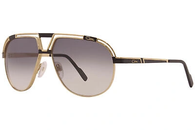 Pre-owned Cazal 9100 001 Sunglasses Men's Gold-black/grey Gradient Lenses Pilot 61mm In Gray