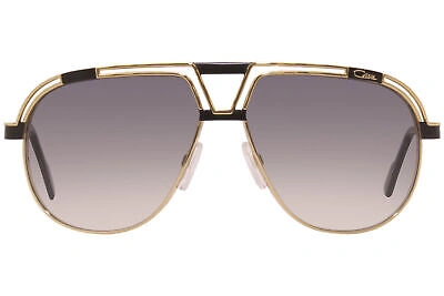 Pre-owned Cazal 9100 001 Sunglasses Men's Gold-black/grey Gradient Lenses Pilot 61mm In Gray