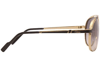 Pre-owned Cazal 9100 001 Sunglasses Men's Gold-black/grey Gradient Lenses Pilot 61mm In Gray