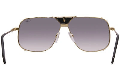 Pre-owned Cazal 994 001 Sunglasses Men's Black-gold/grey Gradient Lenses Pilot Shape 63mm In Gray
