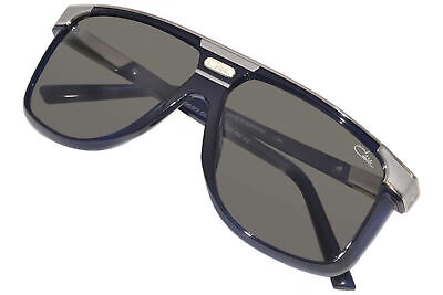 Pre-owned Cazal Legends 673 002 Sunglasses Men's Night Blue Silver/grey Lenses Pilot 61mm In Gray
