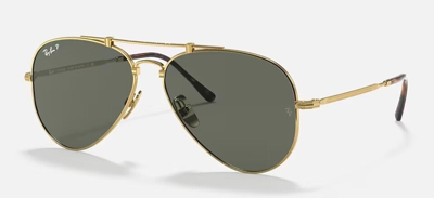 Pre-owned Ray Ban Ray-ban Rb8089 Titanium Aviator Polished Gunmetal / Black Polarized Size 58 In Green G-15