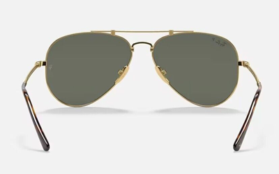 Pre-owned Ray Ban Ray-ban Rb8089 Titanium Aviator Polished Gunmetal / Black Polarized Size 58 In Green G-15