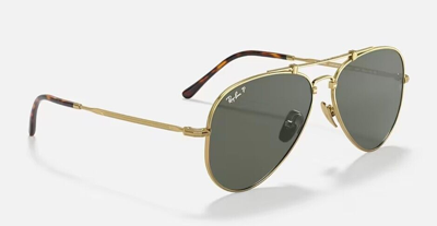 Pre-owned Ray Ban Ray-ban Rb8089 Titanium Aviator Polished Gunmetal / Black Polarized Size 58 In Green G-15