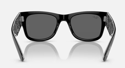 Pre-owned Ray Ban Rb0840s Mega Wayfarer Disney Sunglasses Black / Dark Grey Lenses In Gray