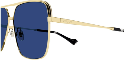 Pre-owned Gucci Gg1099sa 002 Gold/blue Oversized Teardrop Men's Sunglasses